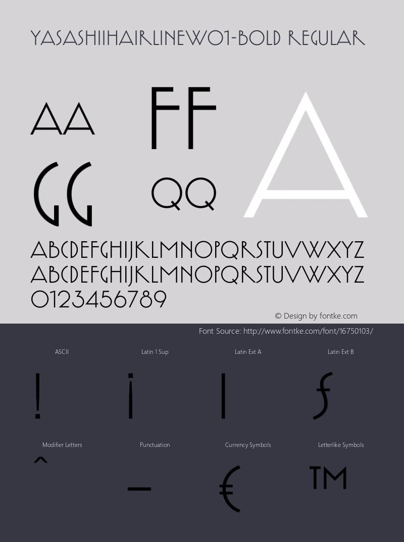 YasashiiHairlineW01-Bold Regular Version 1.10 Font Sample