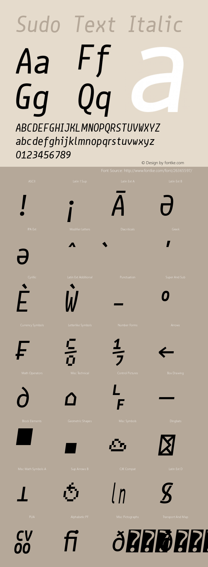 Sudo Text Regular Italic Version 0.034 Font Sample