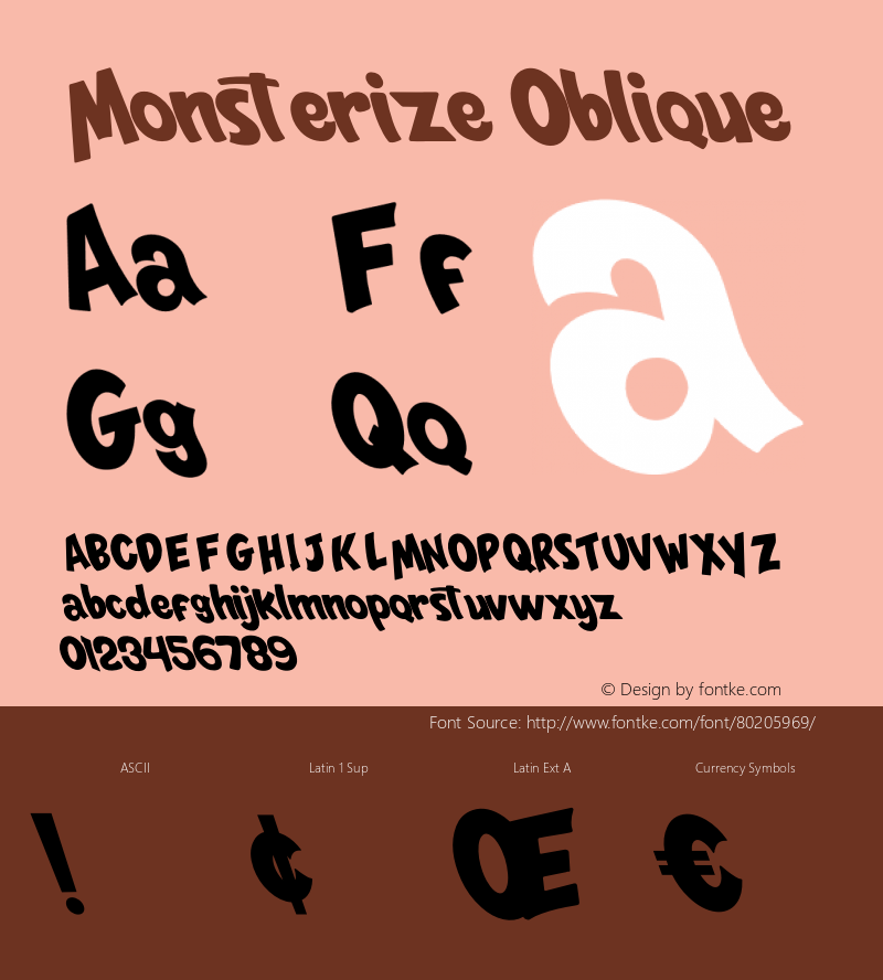 Monsterize Oblique Version 1.00;October 8, 2020;FontCreator 12.0.0.2563 64-bit Font Sample