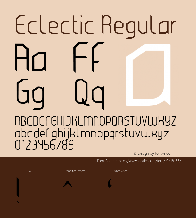 Eclectic Regular Version 1.00 feb 18, 2011, initial release Font Sample
