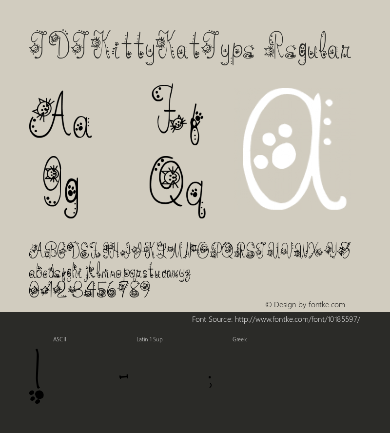 TDTKittyKatType Regular Version 1.00 February 27, 2006, initial release Font Sample