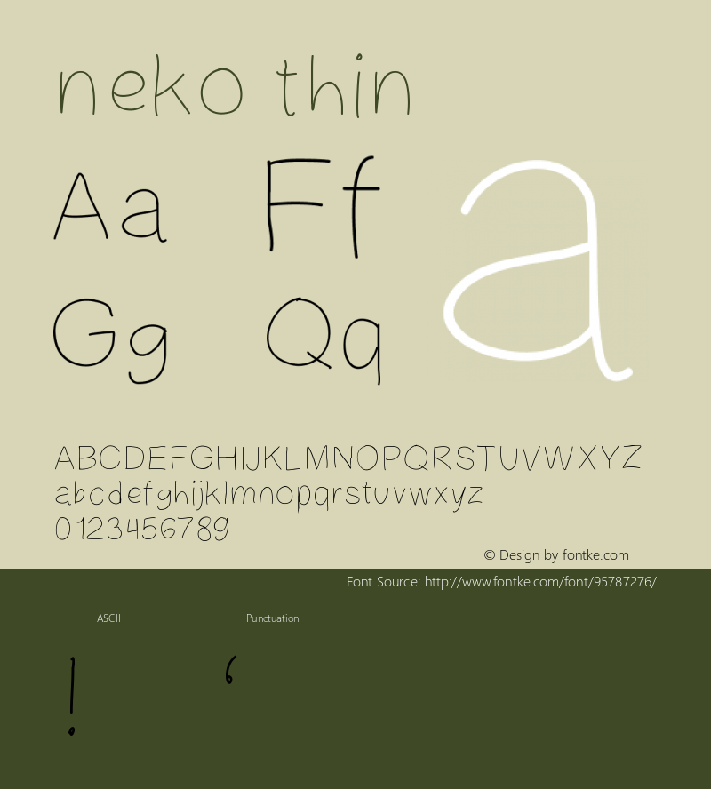 neko-thin Version 001.000 Font Sample