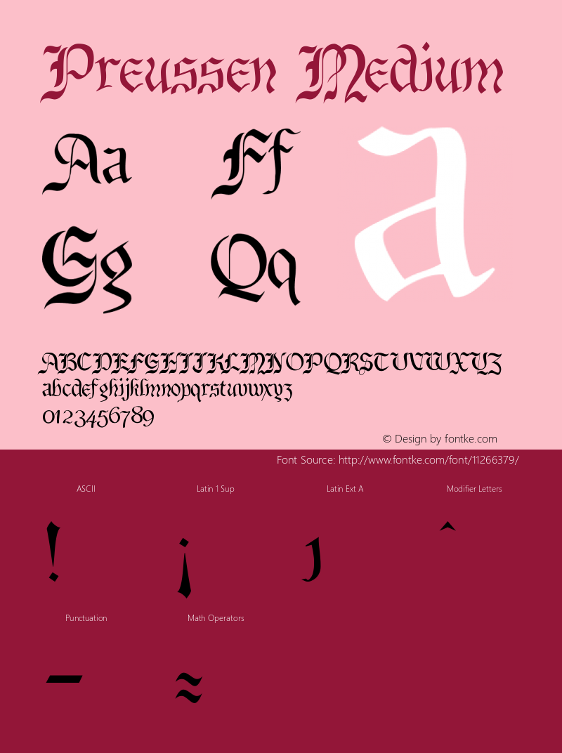 Preussen Medium Version 001.001 Font Sample