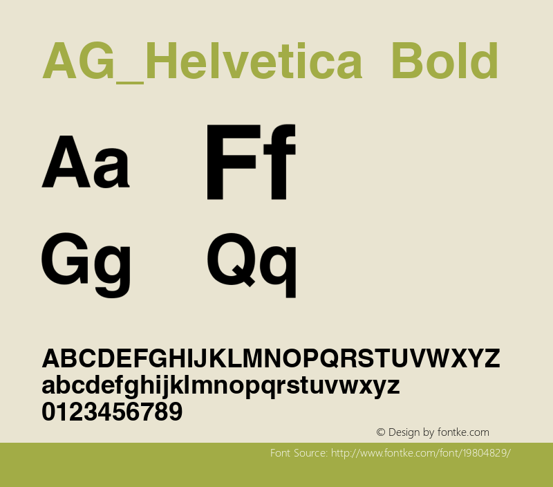 AG_Helvetica Bold 001.000 Font Sample