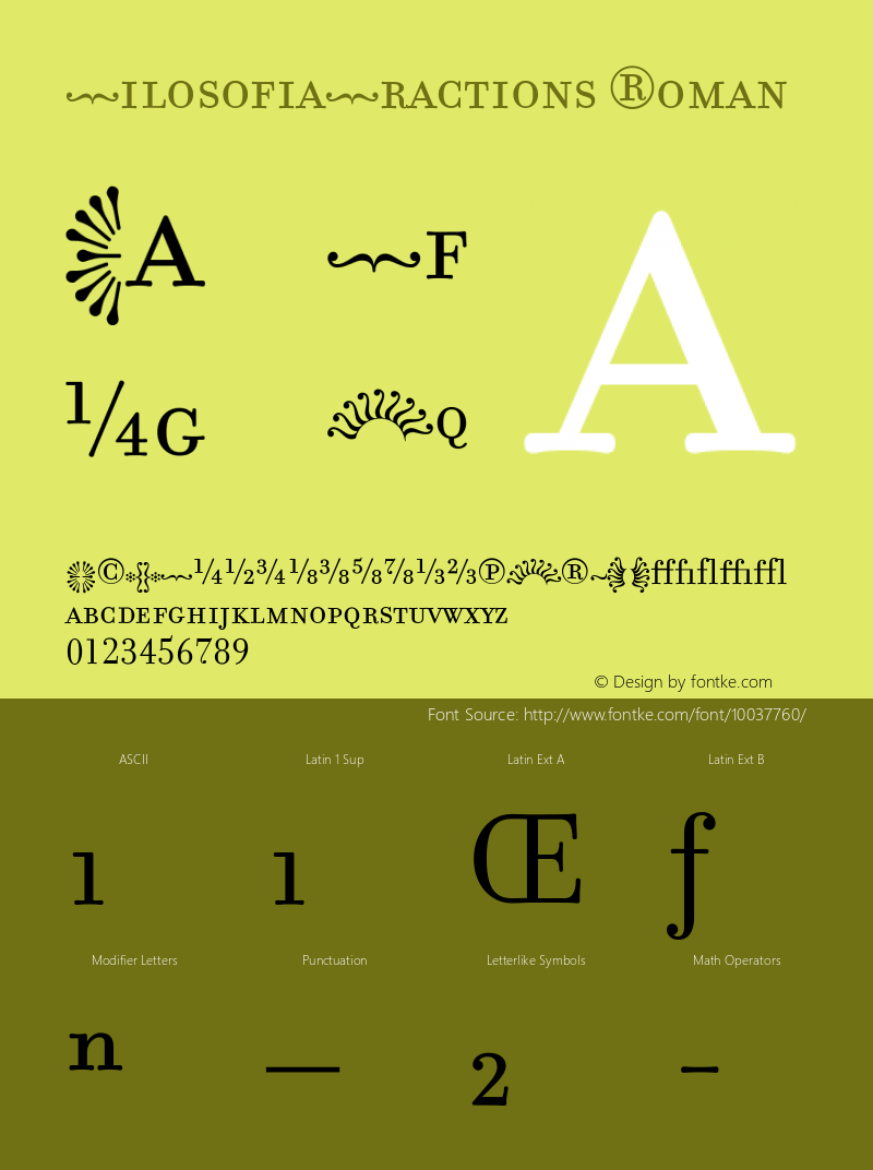 FilosofiaFractions Roman Version 1.00 Font Sample