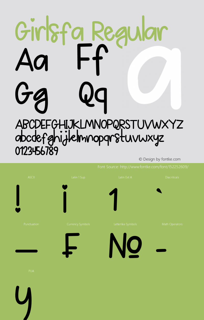 Girlsfa Version 1.00;October 13, 2020;FontCreator 13.0.0.2683 64-bit Font Sample