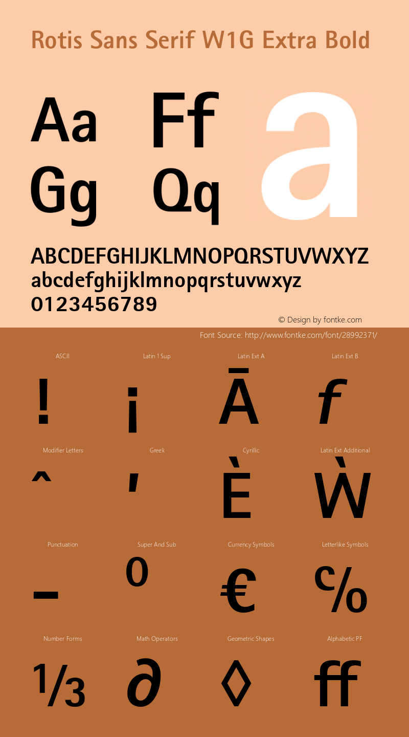 RotisSansSerifW1G-XBold Version 1.000 Font Sample