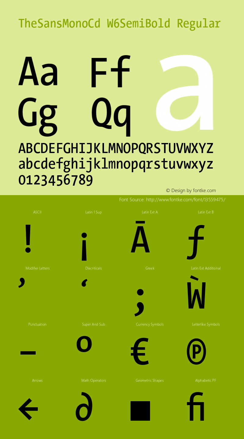 TheSansMonoCd W6SemiBold Regular Version 3.009 Font Sample