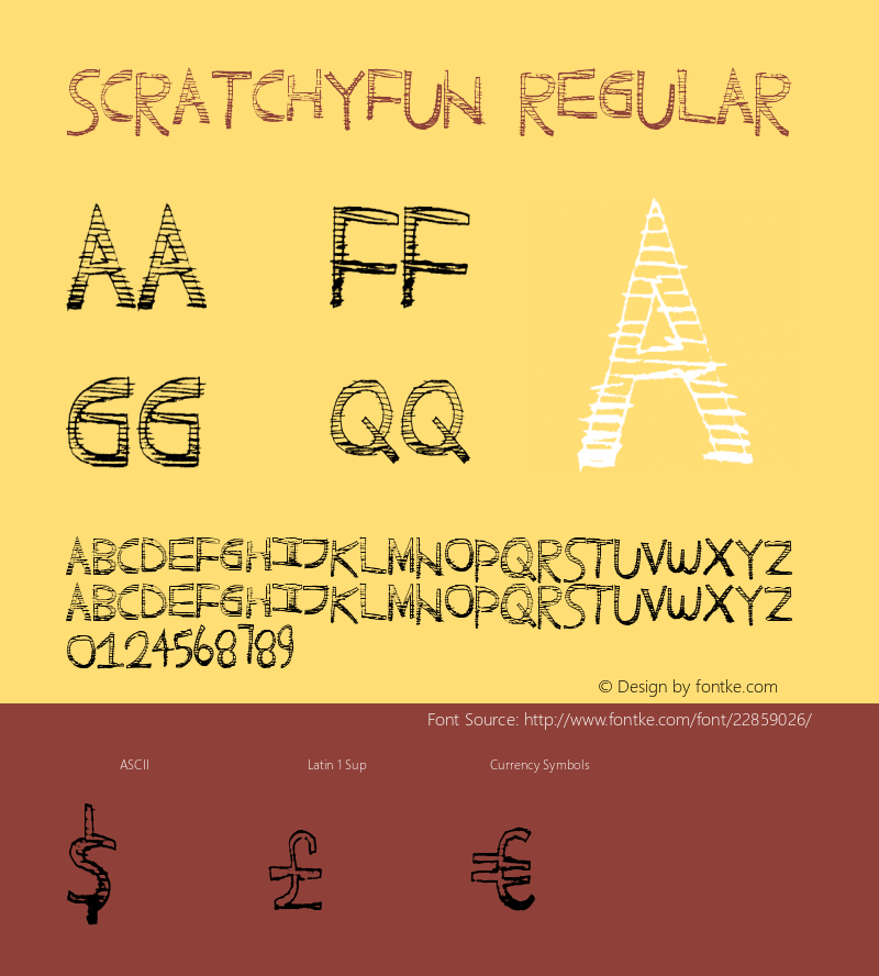ScratchyFun Version 1.00 March 21, 2013, initial release Font Sample