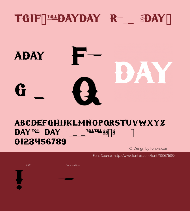 TGIFriday Regular www.sharkshock.uni.cc Font Sample