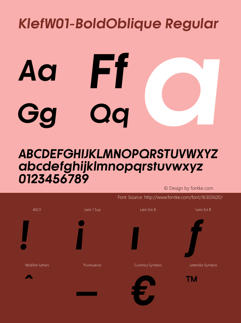 KlefW01-BoldOblique Regular Version 1.00 Font Sample