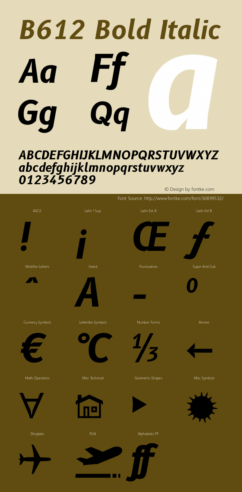 B612 Bold Italic Version 1.008 Font Sample