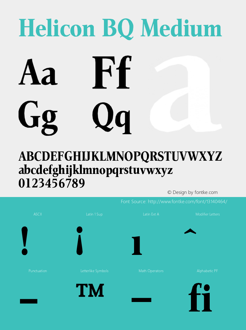 Helicon BQ Medium Version 001.000 Font Sample