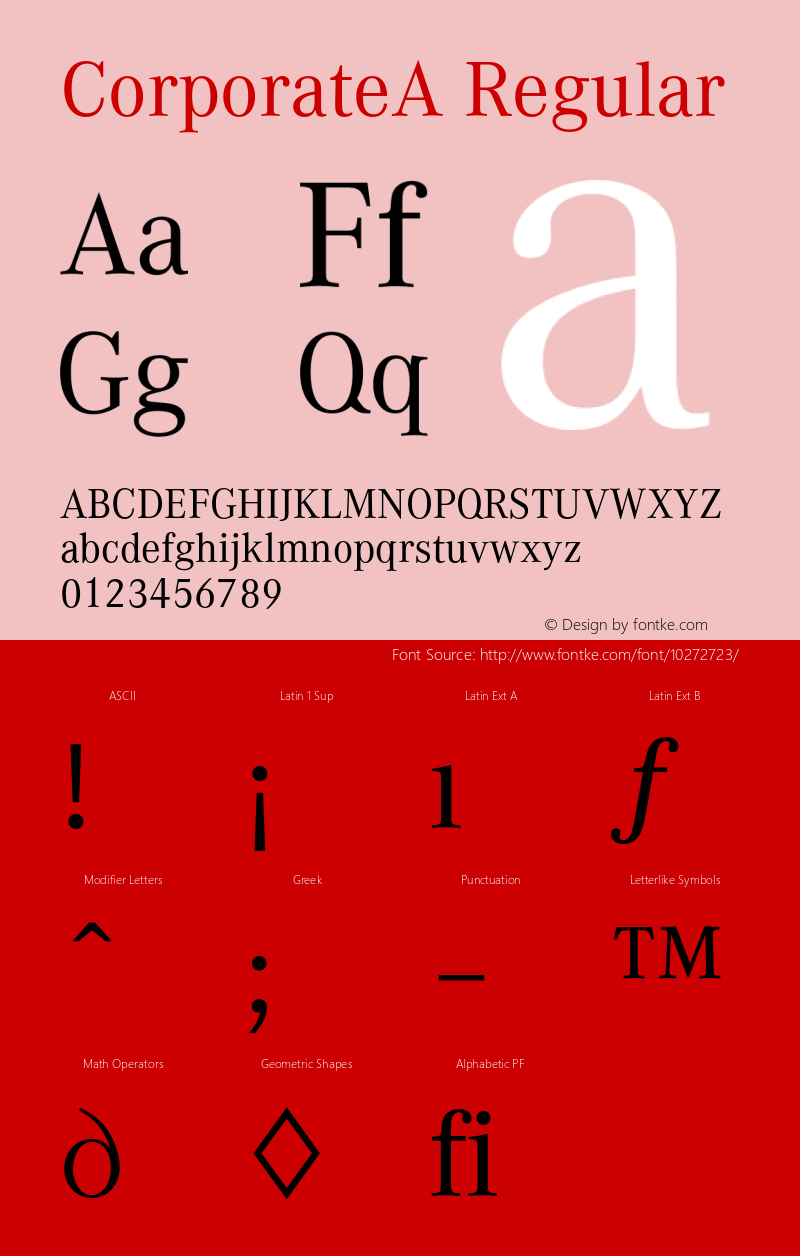 CorporateA Regular 001.004 Font Sample