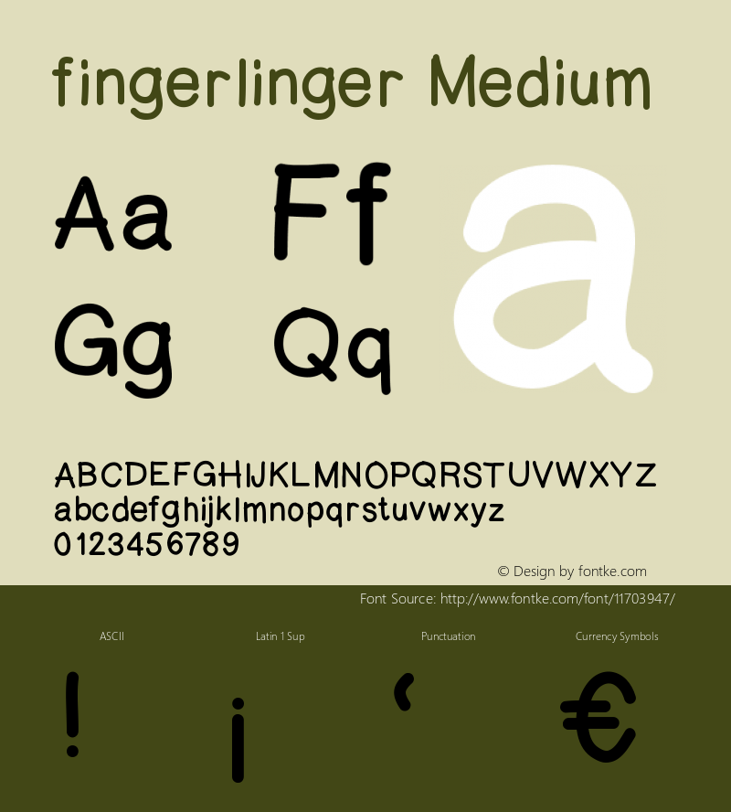 fingerlinger Medium Version 001.000 Font Sample