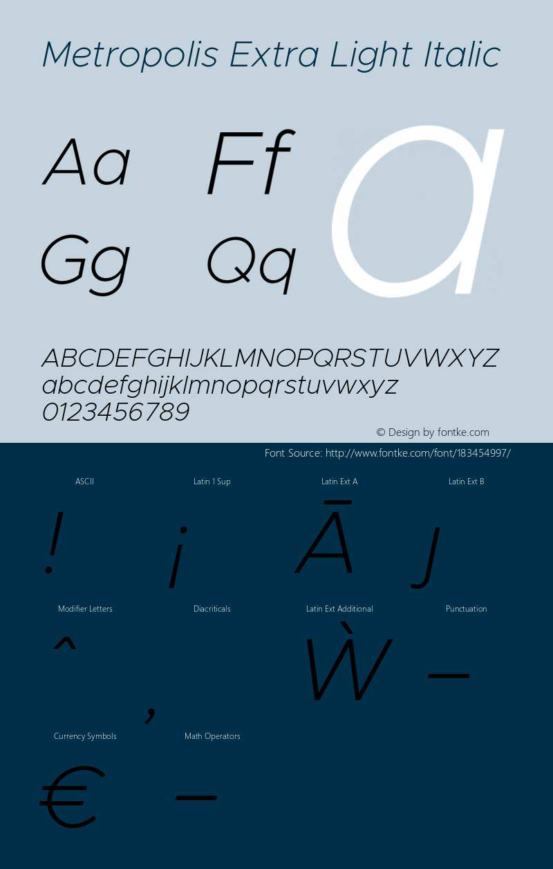 Metropolis Extra Light Italic Version 1.000图片样张