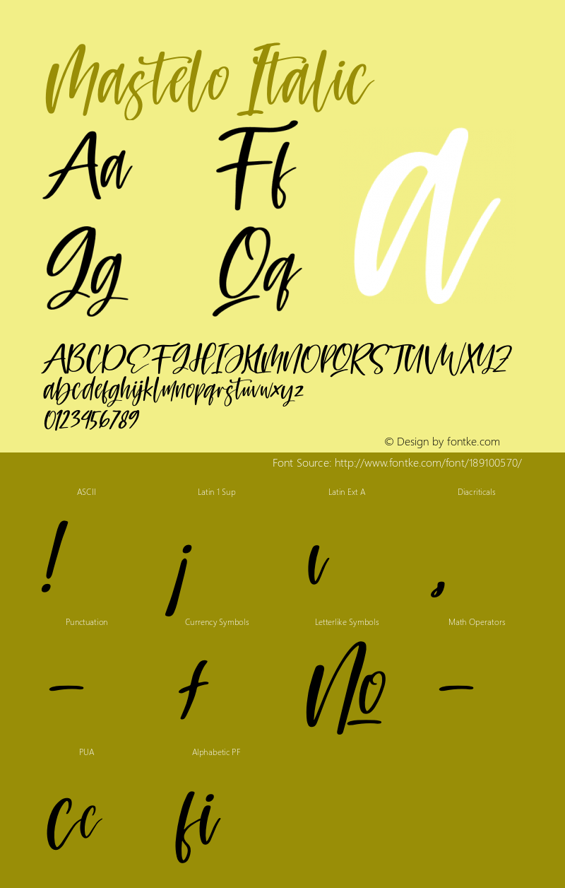 Mastelo Italic Version 1.00;September 2, 2021;FontCreator 13.0.0.2683 64-bit图片样张