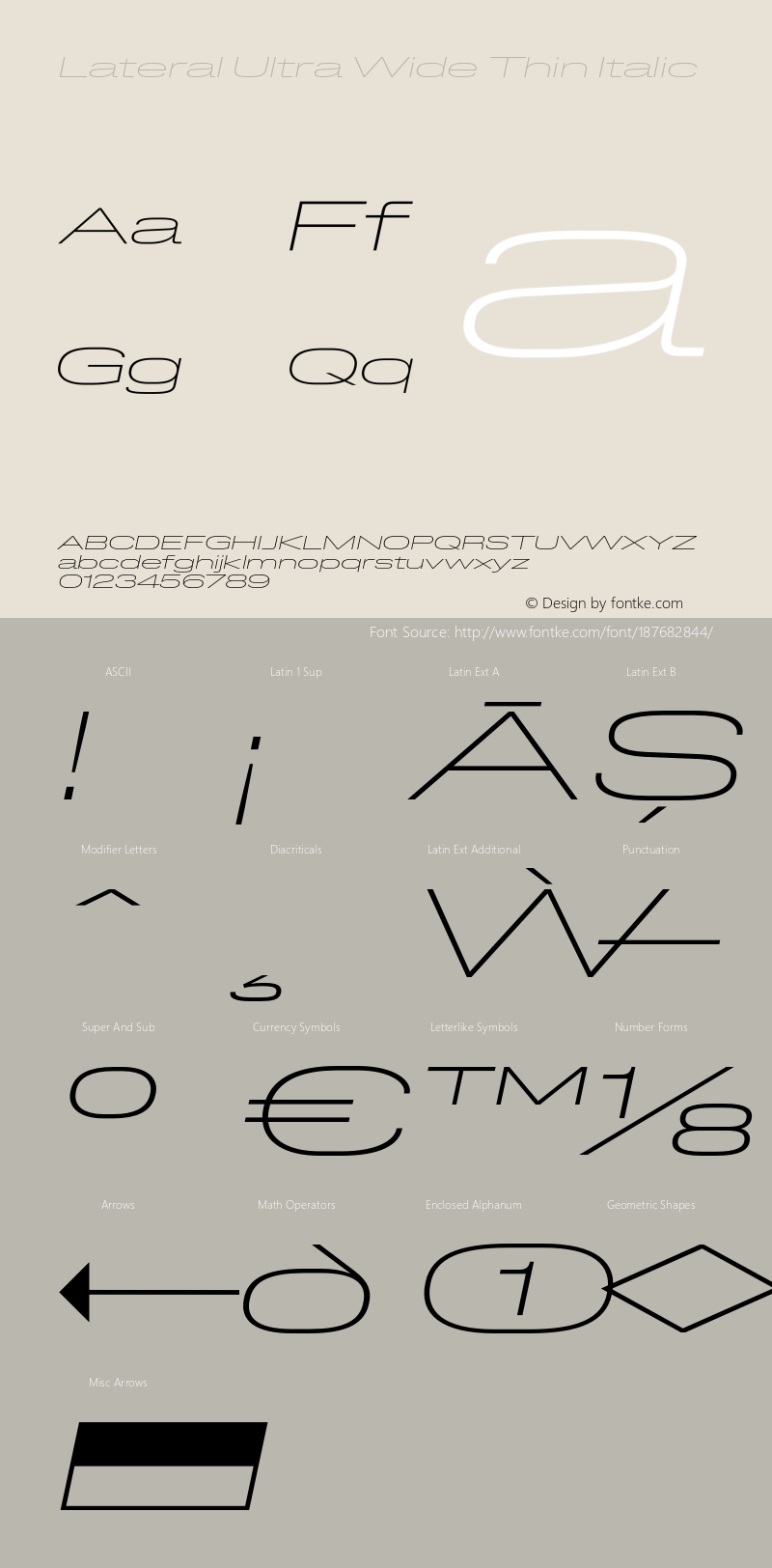 Lateral Ultra Wide Thin Italic Version 1.001;FEAKit 1.0图片样张