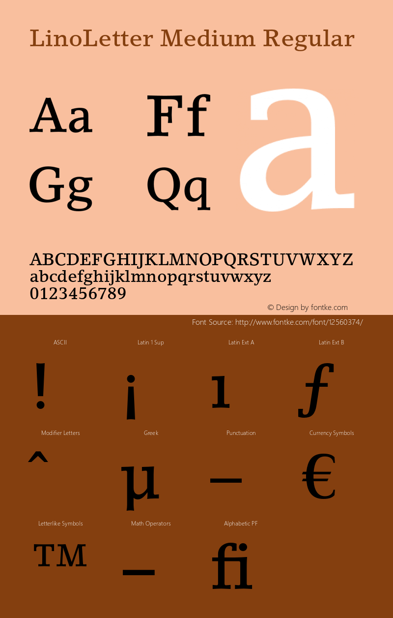 LinoLetter Medium Regular OTF 1.0;PS 001.000;Core 1.0.22 Font Sample