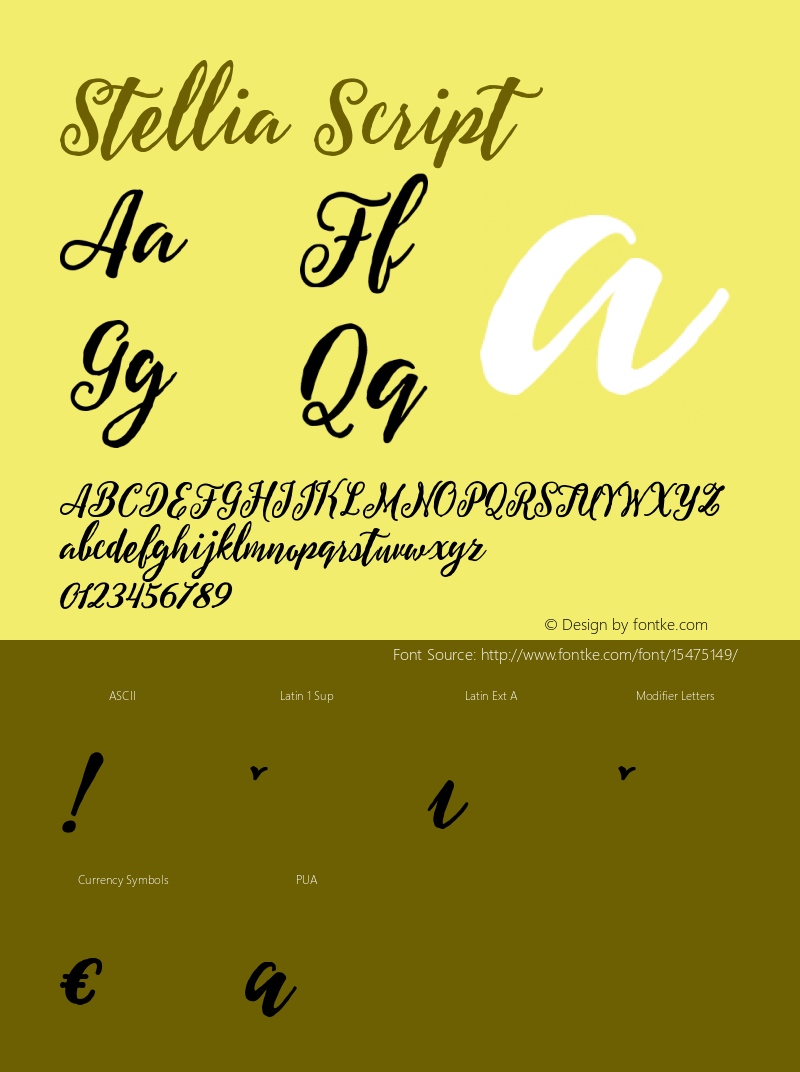 Stellia Script Version 1.000 Font Sample