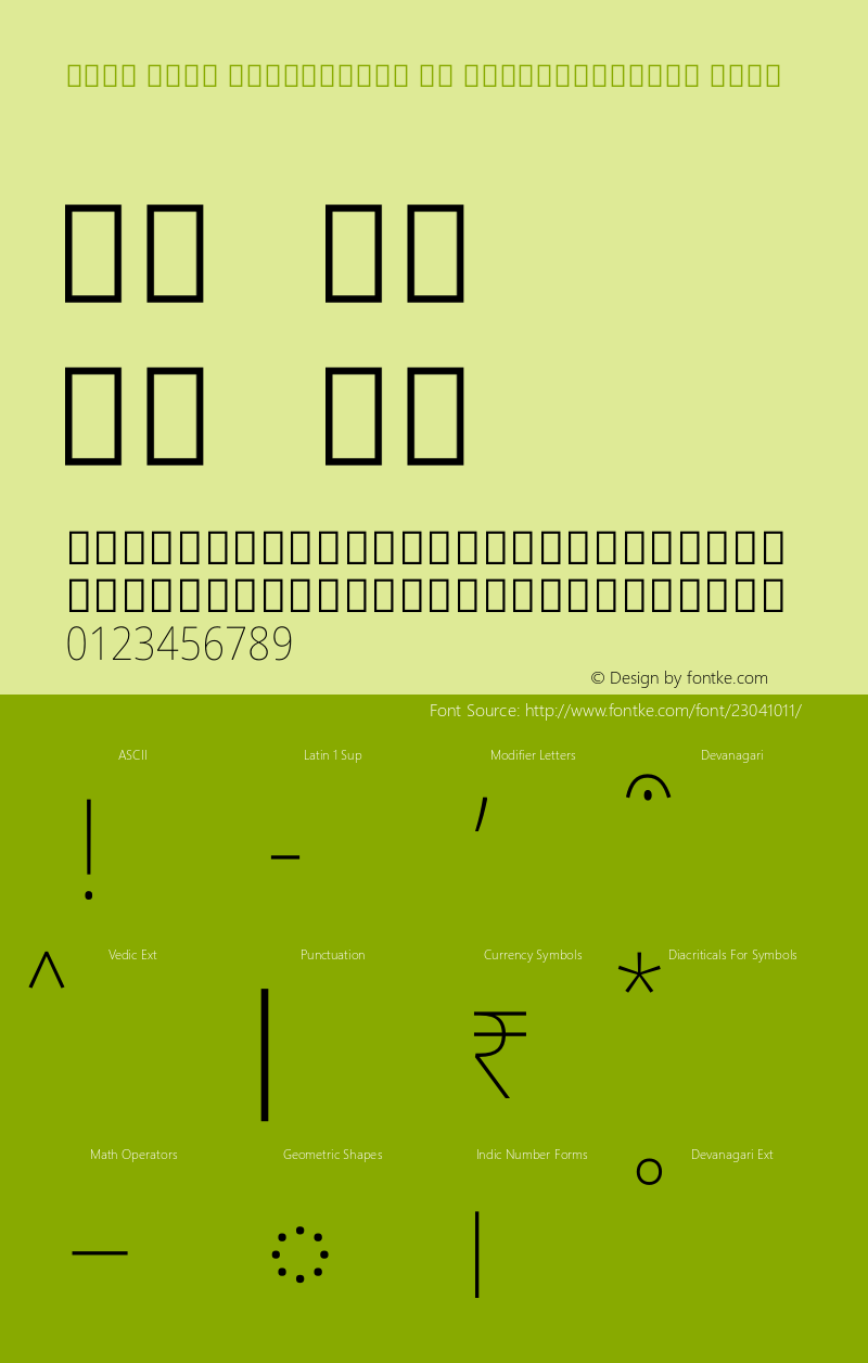 Noto Sans Devanagari UI SemiCondensed Thin Version 1.902 Font Sample