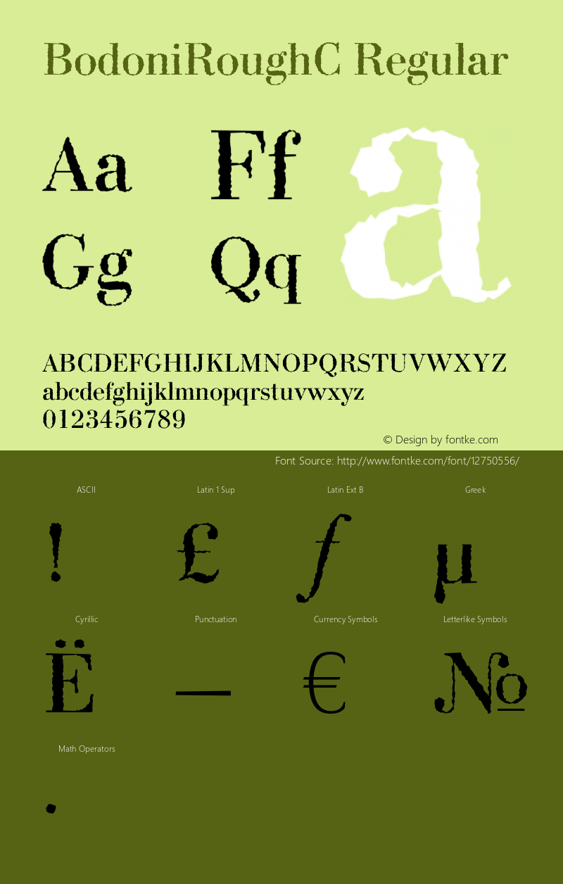 BodoniRoughC Regular OTF 1.0;PS 001.000;Core 116;AOCW 1.0 161 Font Sample