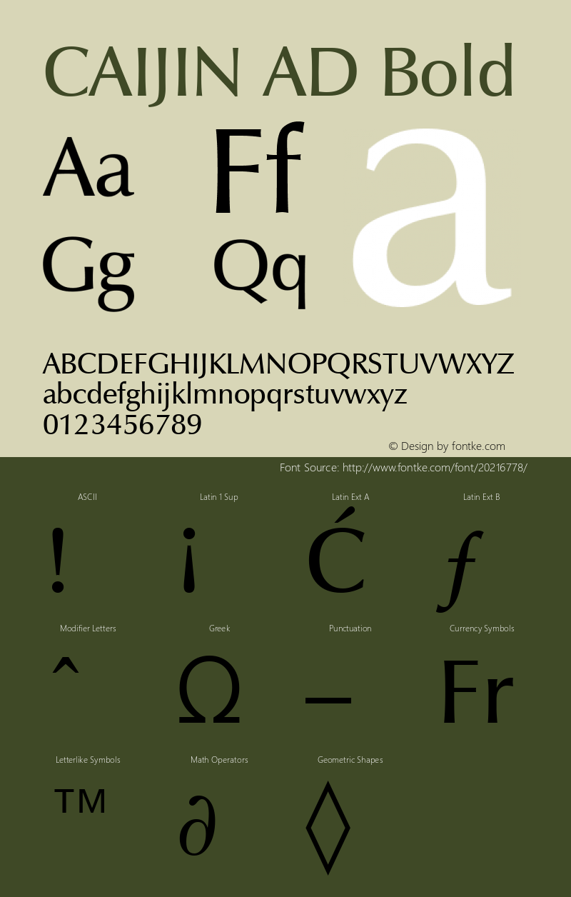 CAIJIN AD Bold Version 2.0 Font Sample