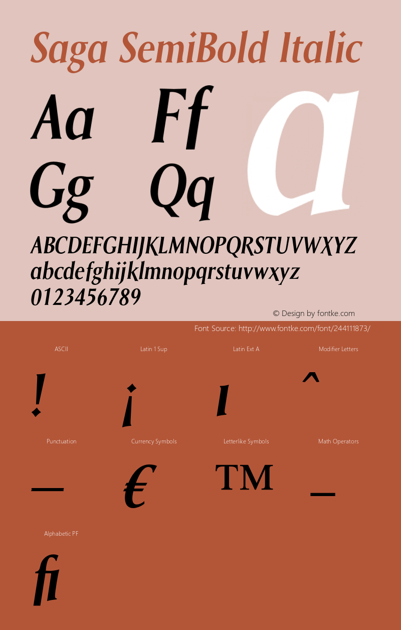 Saga SemiBold Italic Version 1.00图片样张