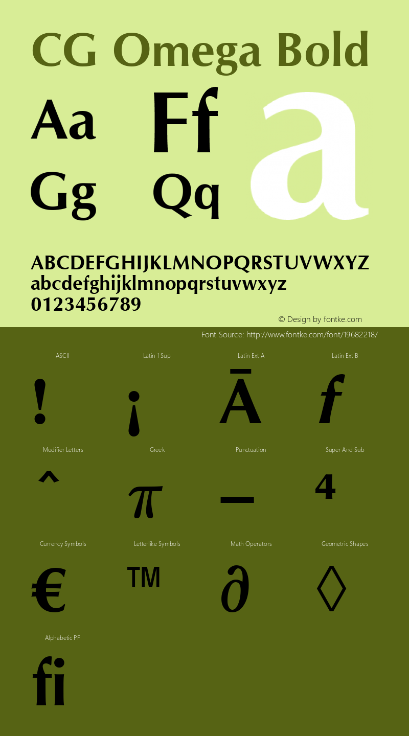 CG Omega Bold Version 1.3 (Hewlett-Packard) Font Sample