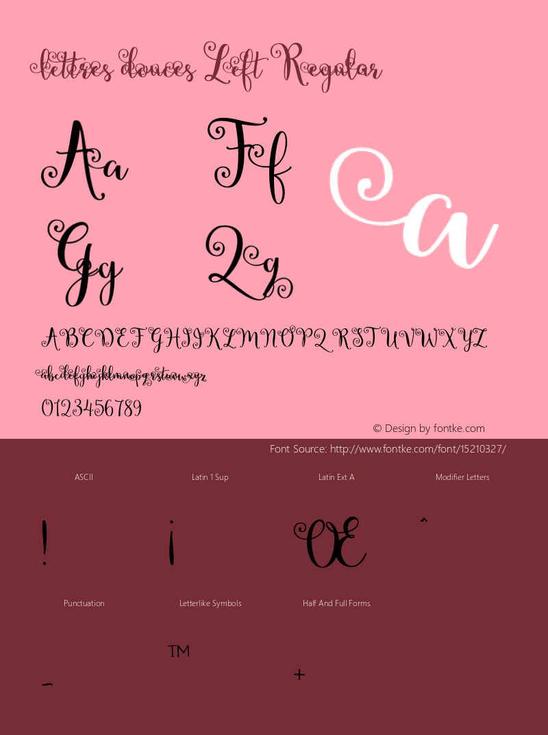 lettres douces Left Regular Version 1.0 Font Sample