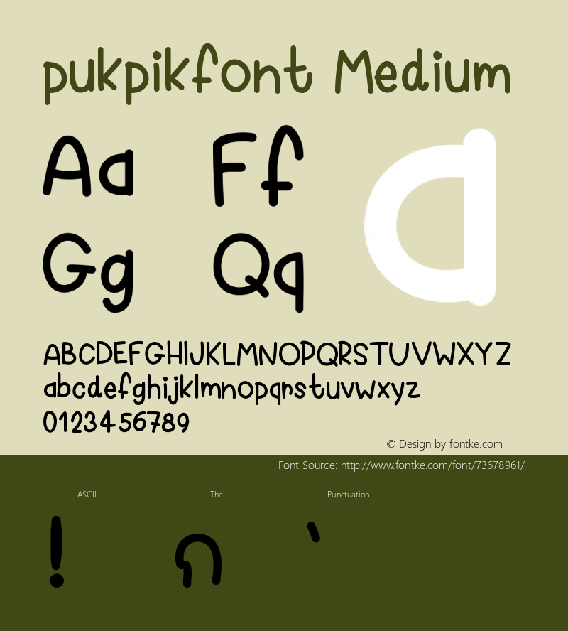 pukpikfont Version 001.000 Font Sample