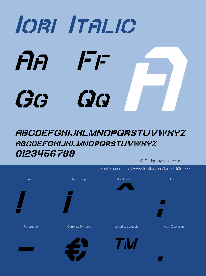Iori Italic Version 1.00 October 21, 2013, initial release Font Sample