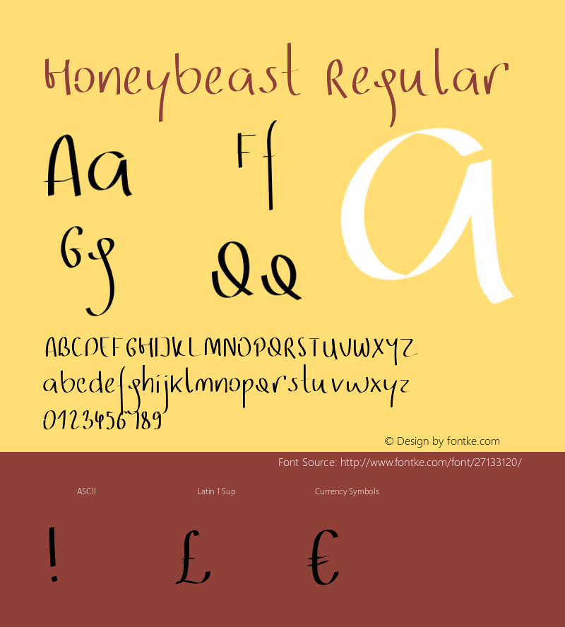 Honeybeast Version 1.000;PS 001.000;hotconv 1.0.70;makeotf.lib2.5.58329 Font Sample