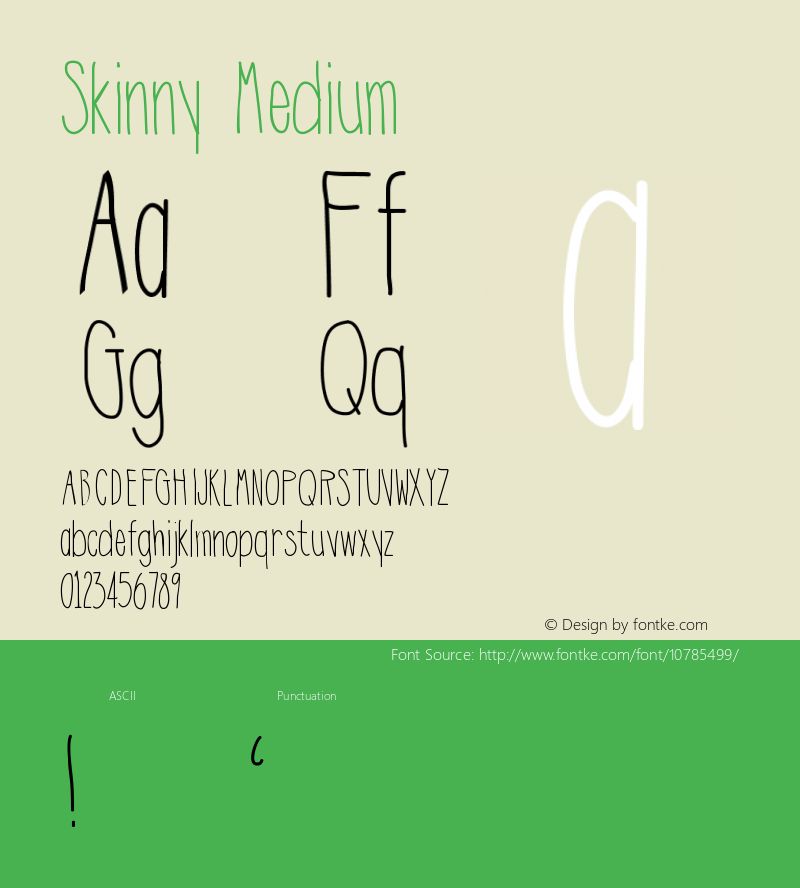 Skinny Medium Version 001.000 Font Sample