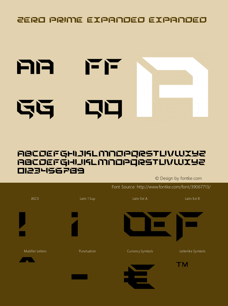 Zero Prime Expanded Version 1.0; 2019 Font Sample