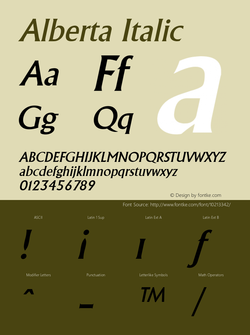 Alberta Italic The WSI-Fonts Professional Collection Font Sample