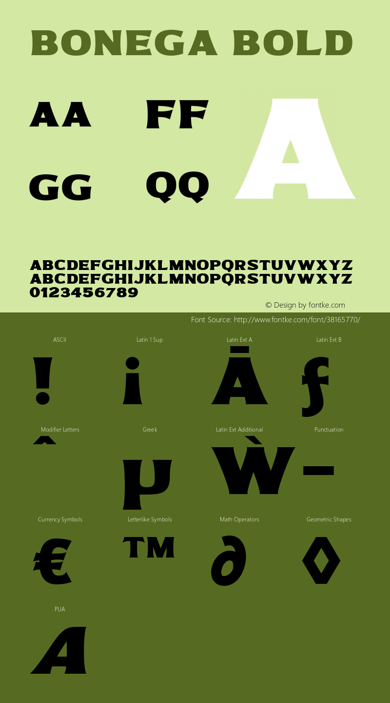 Bonega Bold Version 1.000 Font Sample