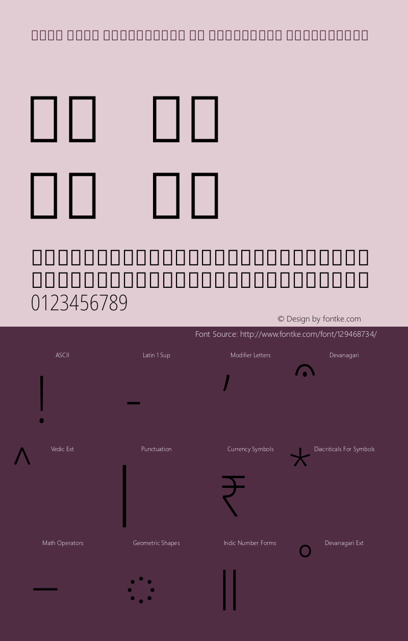 Noto Sans Devanagari UI Condensed ExtraLight Version 2.001 Font Sample