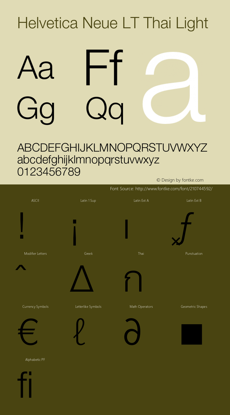 Helvetica Neue LT Thai Light Version 1.10图片样张