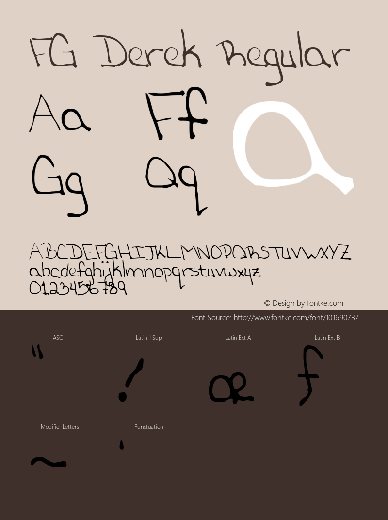 FG Derek Regular 2000; 1.0, initial release Font Sample