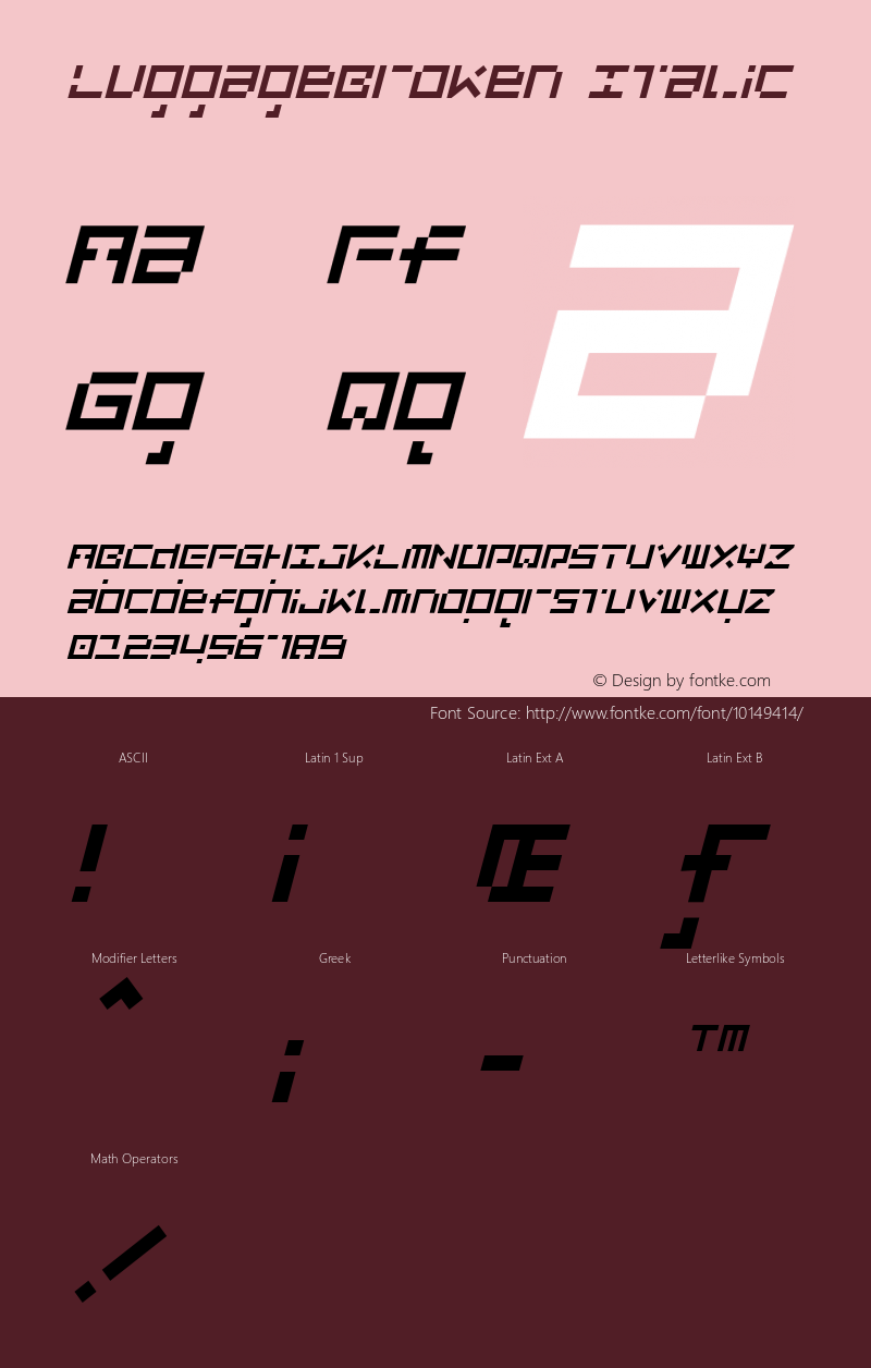 LuggageBroken Italic Version 001.000 Font Sample