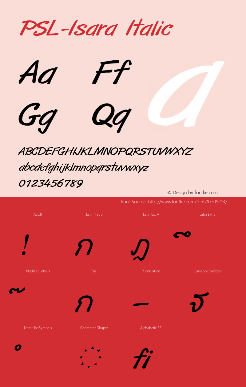 PSL-Isara Italic Version 1.000 2006 initial release Font Sample