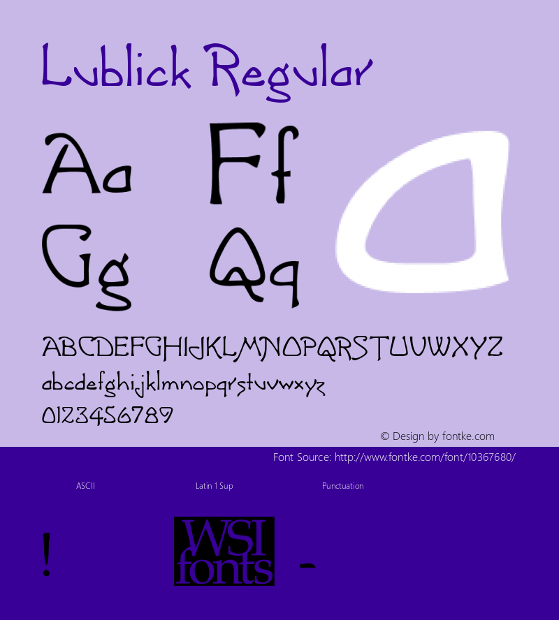 Lublick Regular The IMSI MasterFonts Collection, tm 1995, 1996 IMSI (International Microcomputer Software Inc.) Font Sample