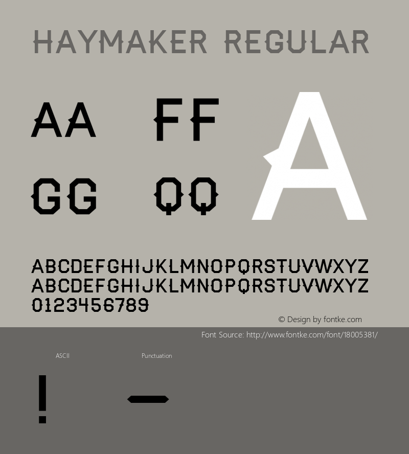 Haymaker Regular Version 1.000;PS 001.001;hotconv 1.0.56 Font Sample