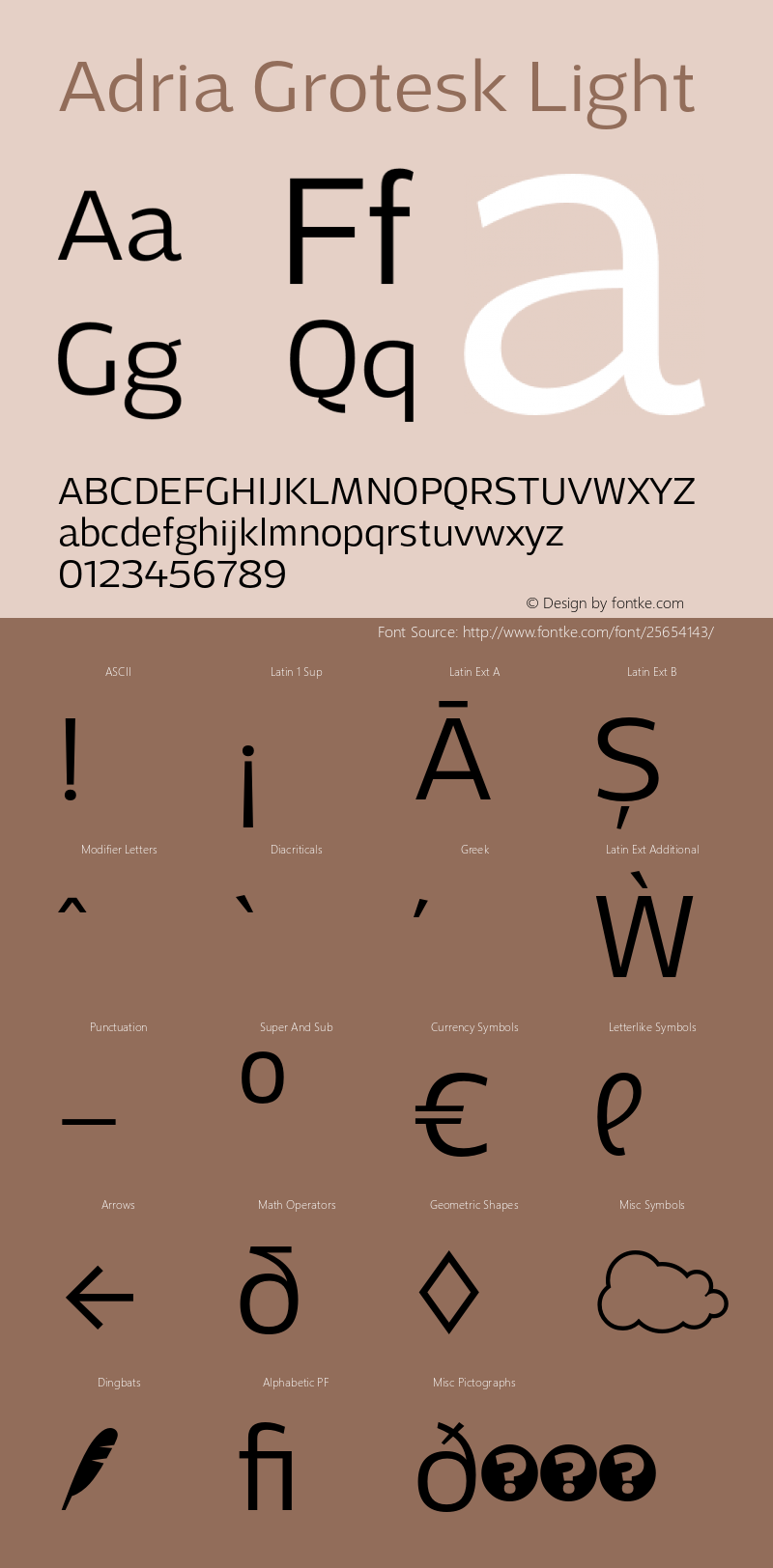 AdriaGrotesk-Light Version 1.001 Font Sample