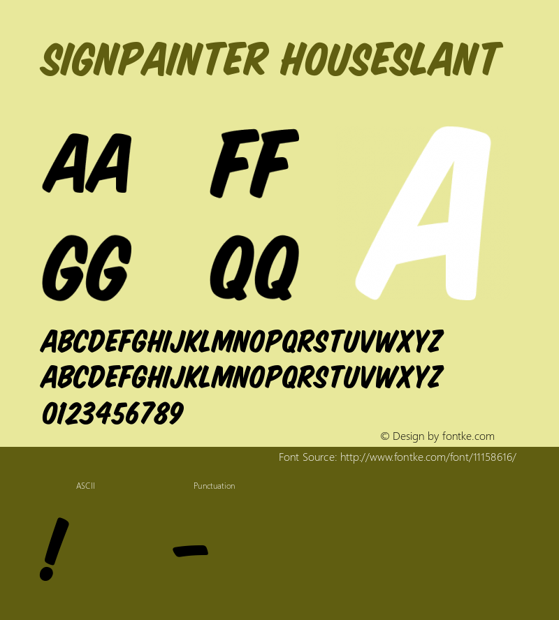 SignPainter HouseSlant Version 001.000 Font Sample