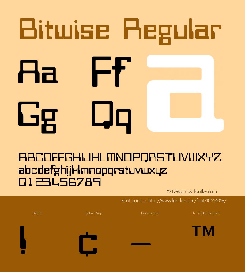 Bitwise Regular Version 1.03 Font Sample