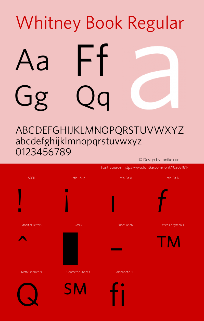 Whitney Book Regular 001.000 Font Sample