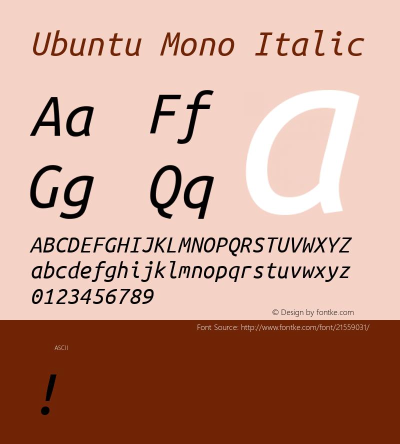 UbuntuMono Version 1.0 Font Sample