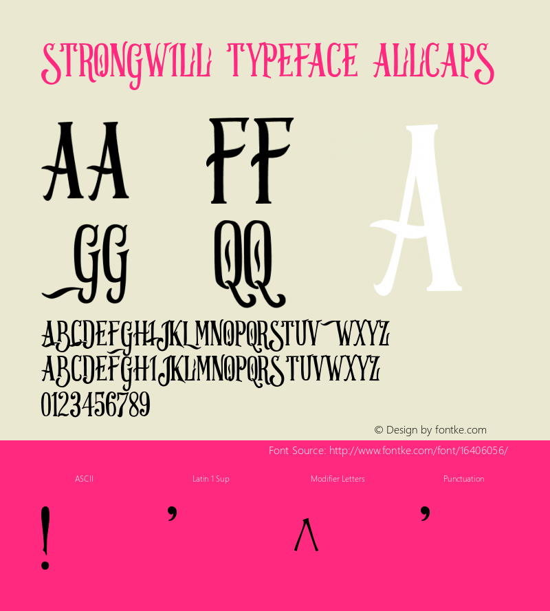 Strongwill Typeface Allcaps 1.000 Font Sample